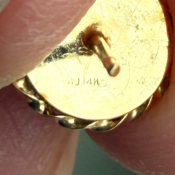 14k Gold Floral Dome Stud Earrings - Classic Women's Jewelry - Picture 4 of 8